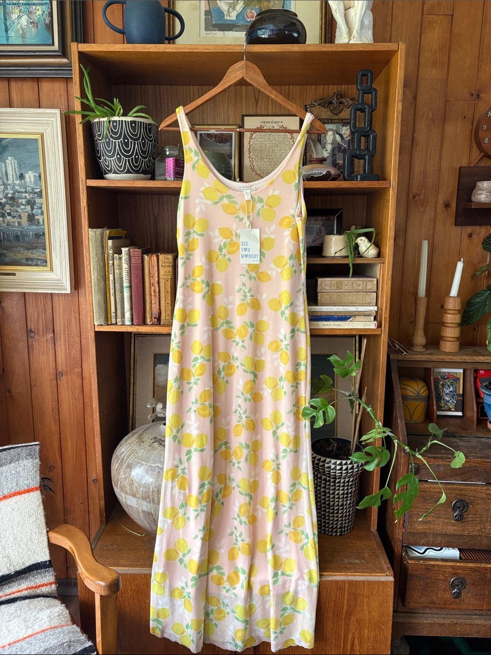 See You Monday Lemon Gauze Maxi Dress NWT XL